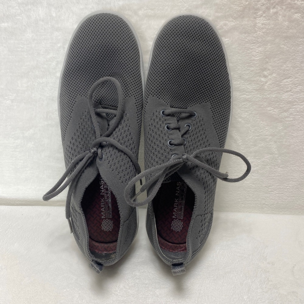 Mark Nason Sportknit Mens Runner Shoes Gray Knit Lace Up Sneakers Size 9.5